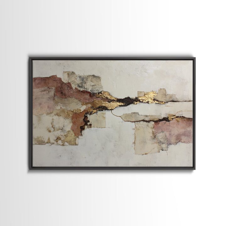 Earthy Plaster Texture Abstract Framed Canvas Print, General Fine Art, Canvas, Living Room Decor, Abstract Art, GEN-3x2-91