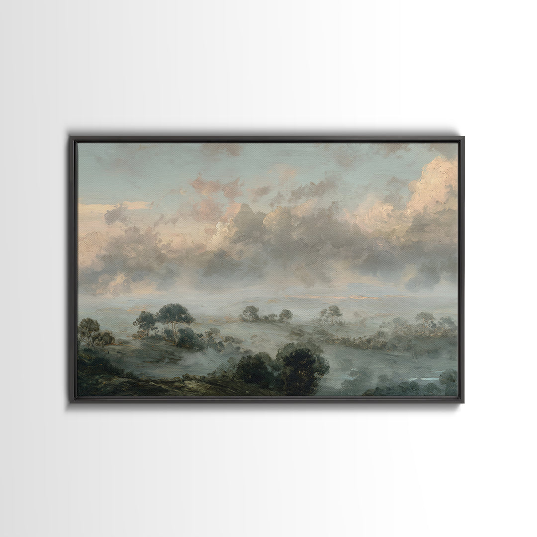 Romantic Cloudscape with Blush and Cream Tones Canvas Print, General Fine Art, Canvas Wall Art, Living Room Decor, Abstract Art, GEN-3x2-94