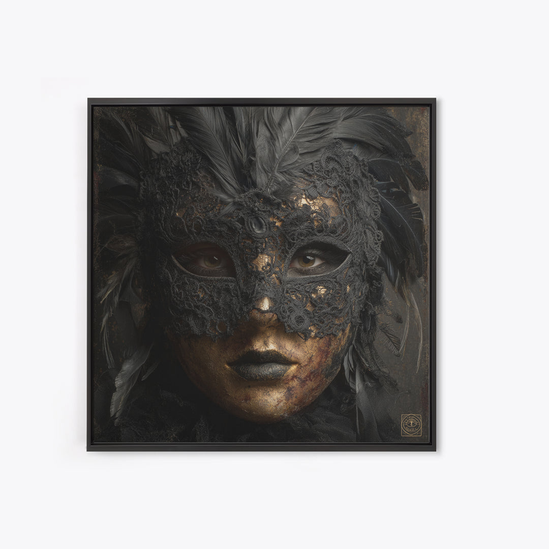 Phantom Ballroom Mask Framed Canvas Print, Gothic Art, Gothic Wallpaper, Living Room Decor, Watercolor Art, Gothic, GOT-1x1-24