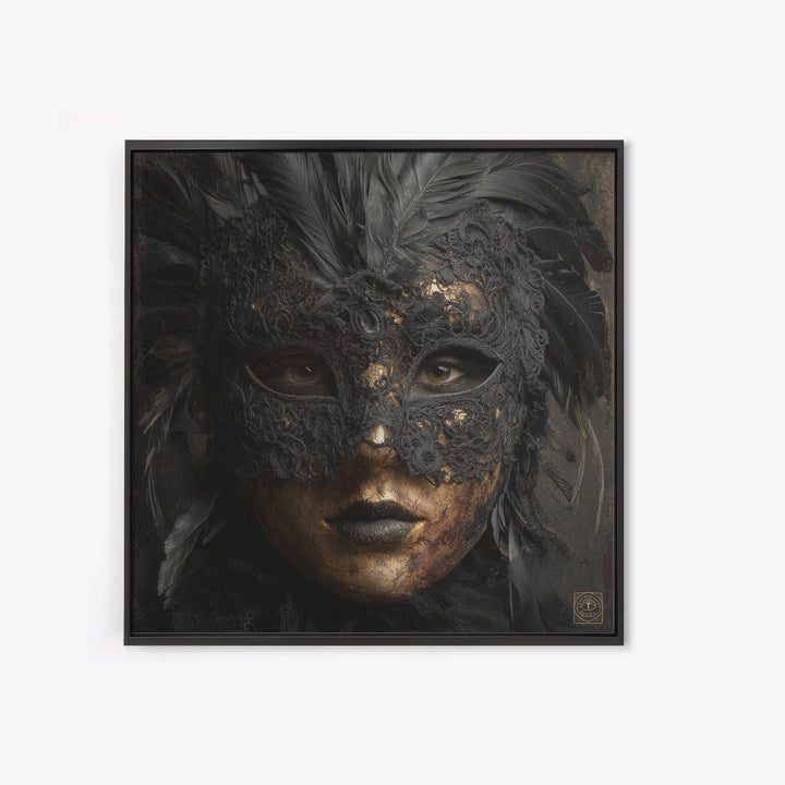 Phantom Ballroom Mask Framed Canvas Print, Gothic Art, Gothic Wallpaper, Living Room Decor, Watercolor Art, Gothic, GOT-1x1-24