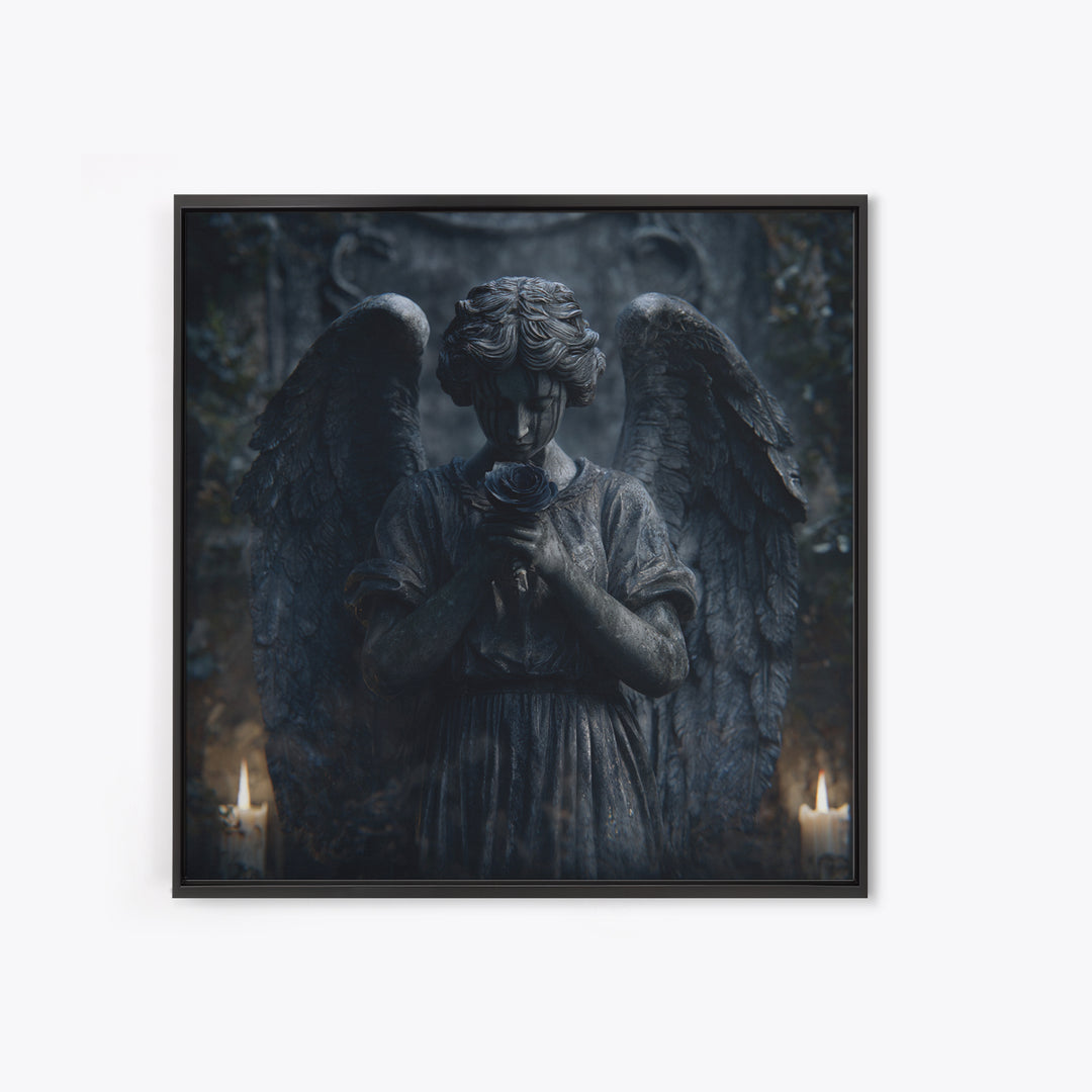 Weeping Angel Statue Framed Canvas Print, Gothic Art, Gothic Decor, Living Room Decor, Fine Art, Gothic, Canvas Painting, GOT-1x1-56