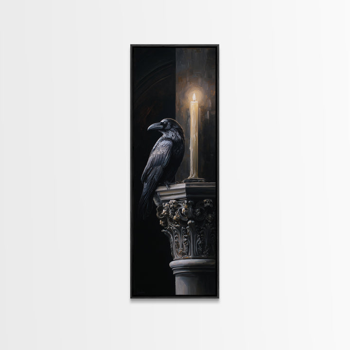 Raven on a Cathedral Gargoyle Canvas Print, Gothic Art, Fine Art Print, Living Room Decor, Fine Art, Gothic, Halloween Decor, GOT-1x3-13