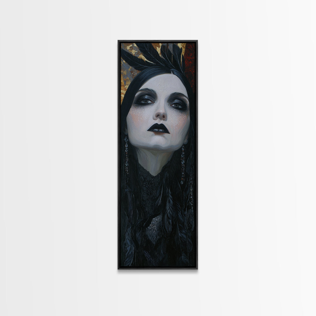 Vampire Inspired Portrait with Pale Skin and Canvas Print, Gothic Art, Canvas Painting, Living Room Decor, Fine Art, Gothic, GOT-1x3-22