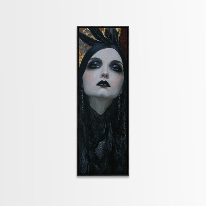 Vampire Inspired Portrait with Pale Skin and Canvas Print, Gothic Art, Canvas Painting, Living Room Decor, Fine Art, Gothic, GOT-1x3-22