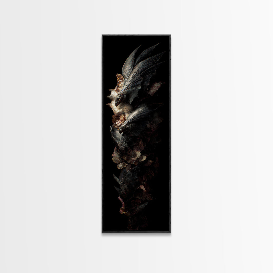 Bat Wings Forming a Dark Ornamental Pattern Canvas Print, Gothic Art, Printable Wall Art, Living Room Decor, Fine Art, Gothic, GOT-1x3-43