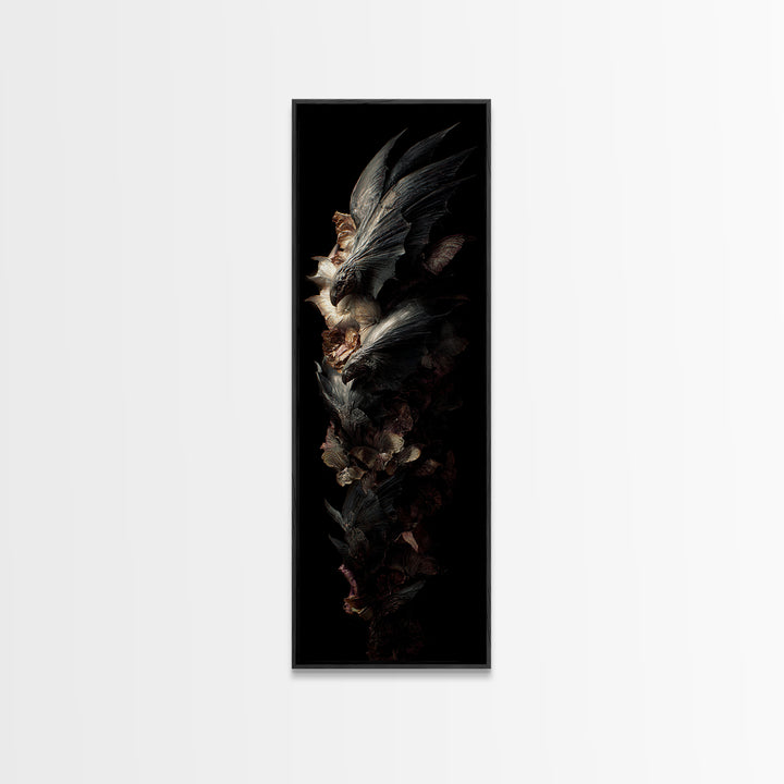 Bat Wings Forming a Dark Ornamental Pattern Canvas Print, Gothic Art, Printable Wall Art, Living Room Decor, Fine Art, Gothic, GOT-1x3-43