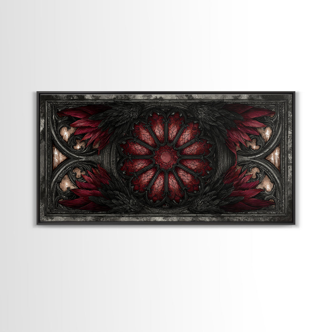 Gothic Cathedral Window Canvas Print, Gothic Art, Statement Artwork, Living Room Decor, Fine Art, Gothic, Art Prints, GOT-2x1-22