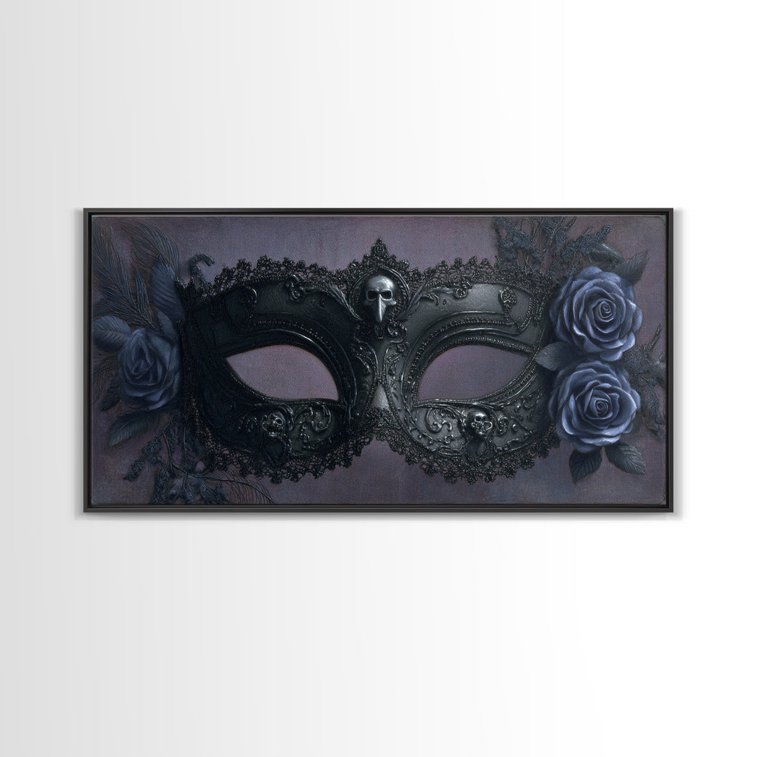 Phantom Ballroom Mask Canvas Print, Gothic Art, Textured Painting, Living Room Decor, Abstract Art, Gothic, Original Painting, GOT-2x1-44