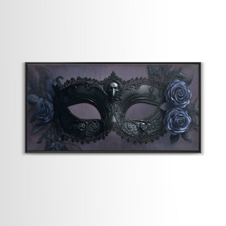 Phantom Ballroom Mask Canvas Print, Gothic Art, Textured Painting, Living Room Decor, Abstract Art, Gothic, Original Painting, GOT-2x1-44
