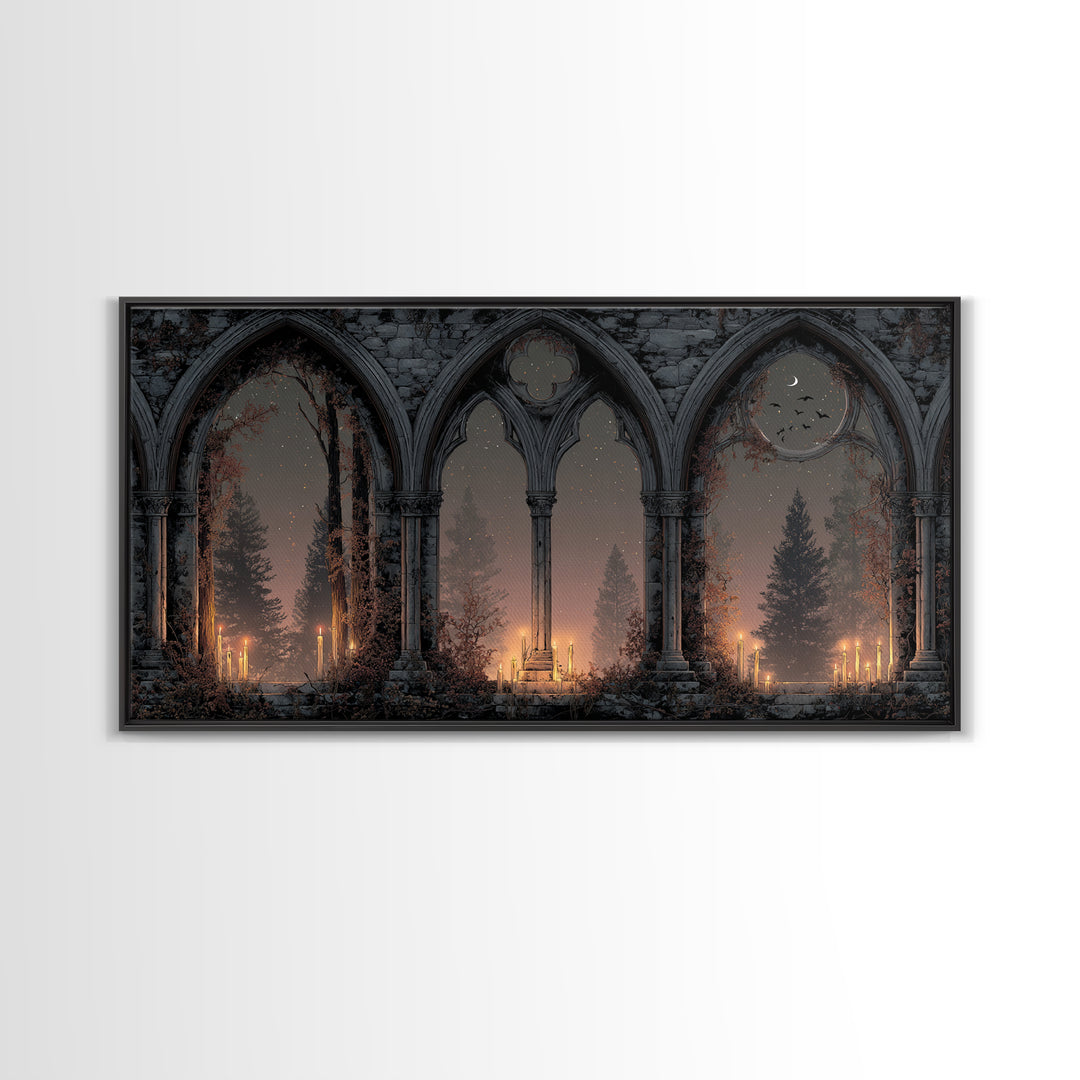 Gothic Archway Filled Framed Canvas Print, Gothic Art, Gothic Home Decor, Living Room Decor, Gothic, Gothic Wall Decor, GOT-2x1-55