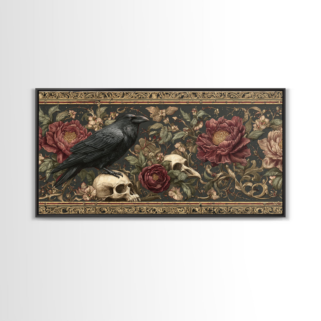 Medieval Illuminated Border Framed Canvas Print, Gothic Art, Whimsigoth Decor, Living Room Decor, Gothic, Witchy Home Decor, GOT-2x1-84