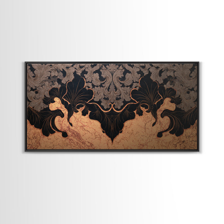 Bat Wings Forming a Dark Ornamental Pattern Framed Canvas Print, Gothic Art, Witchy Decor, Living Room Decor, Fine Art, Gothic, GOT-2x1-99