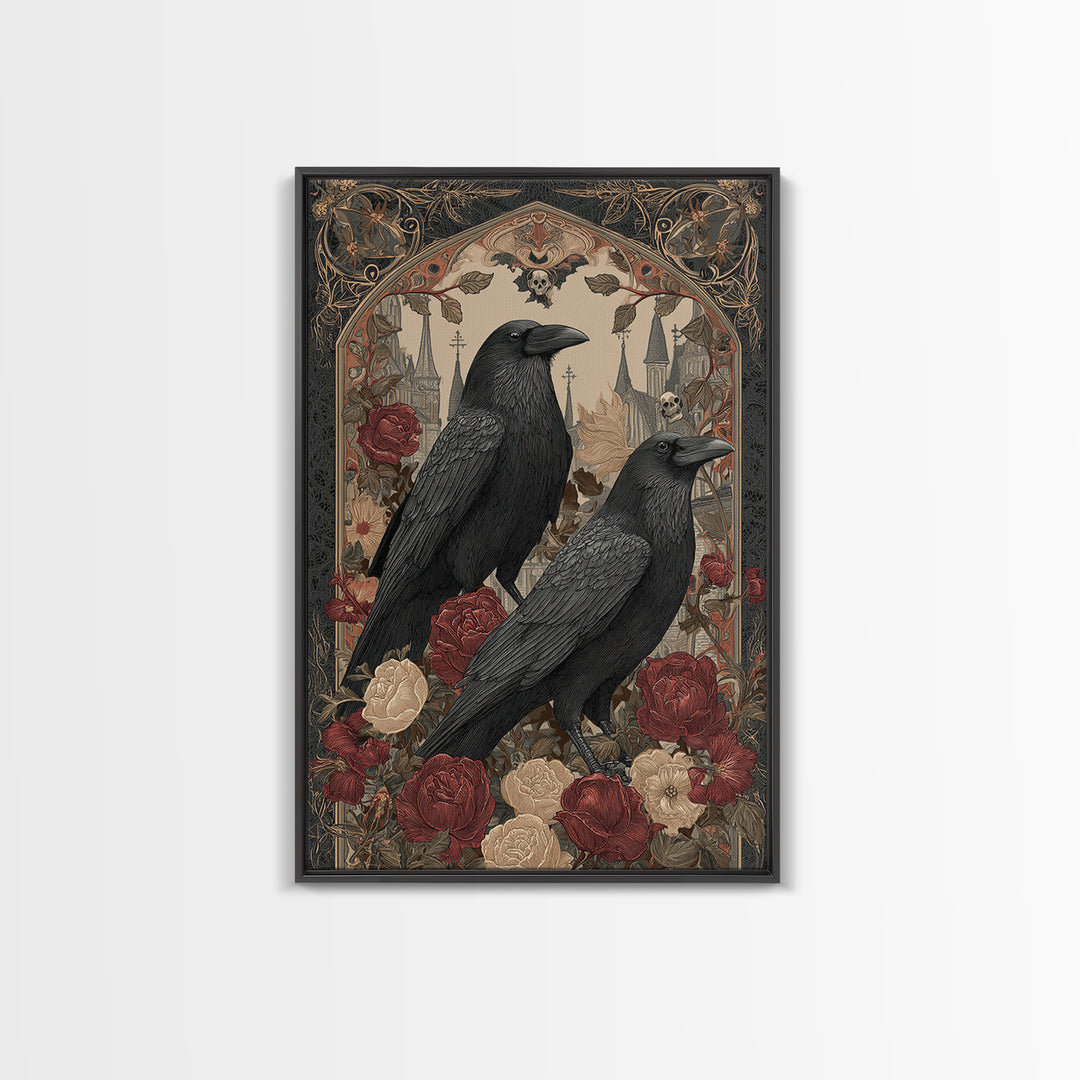 Medieval Illuminated Border Framed Canvas Print, Gothic Art, Dark Academia Art, Living Room Decor, Fine Art, Gothic, Boho Decor, GOT-2x3-24