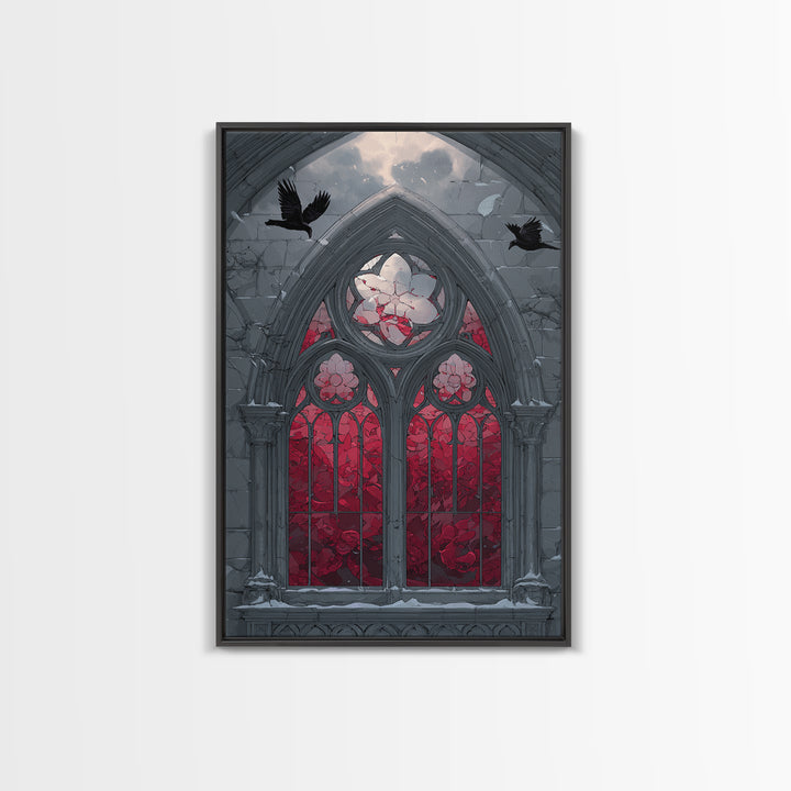 Gothic Cathedral Window Framed Canvas Print, Gothic Art, Contemporary Art, Living Room Decor, Fine Art, Gothic, Art Nouveau, GOT-2x3-34