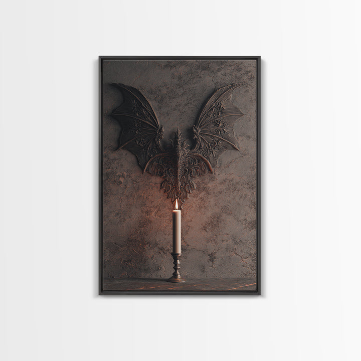 Bat Wings Forming a Dark Ornamental Pattern Framed Canvas Print, Gothic Art, Printable Art, Living Room Decor, Fine Art, Gothic, GOT-2x3-87