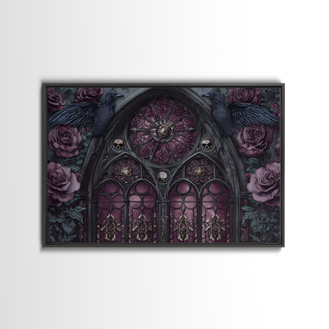 Gothic Cathedral Window Canvas Print, Gothic Art, Dark Academia Decor, Living Room Decor, Fine Art, Gothic, Black and White Art, GOT-3x2-30