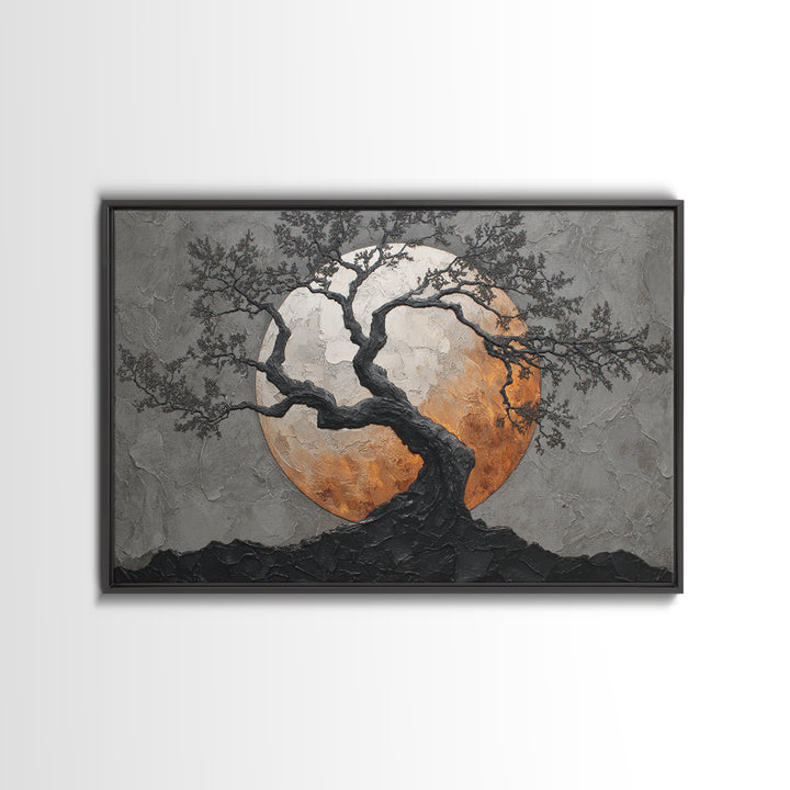 Silver Moon over Twisted Black Trees Canvas Print, Gothic Art, Living Room Decor, Oil Painting, Gothic, Modern Decor, GOT-3x2-37