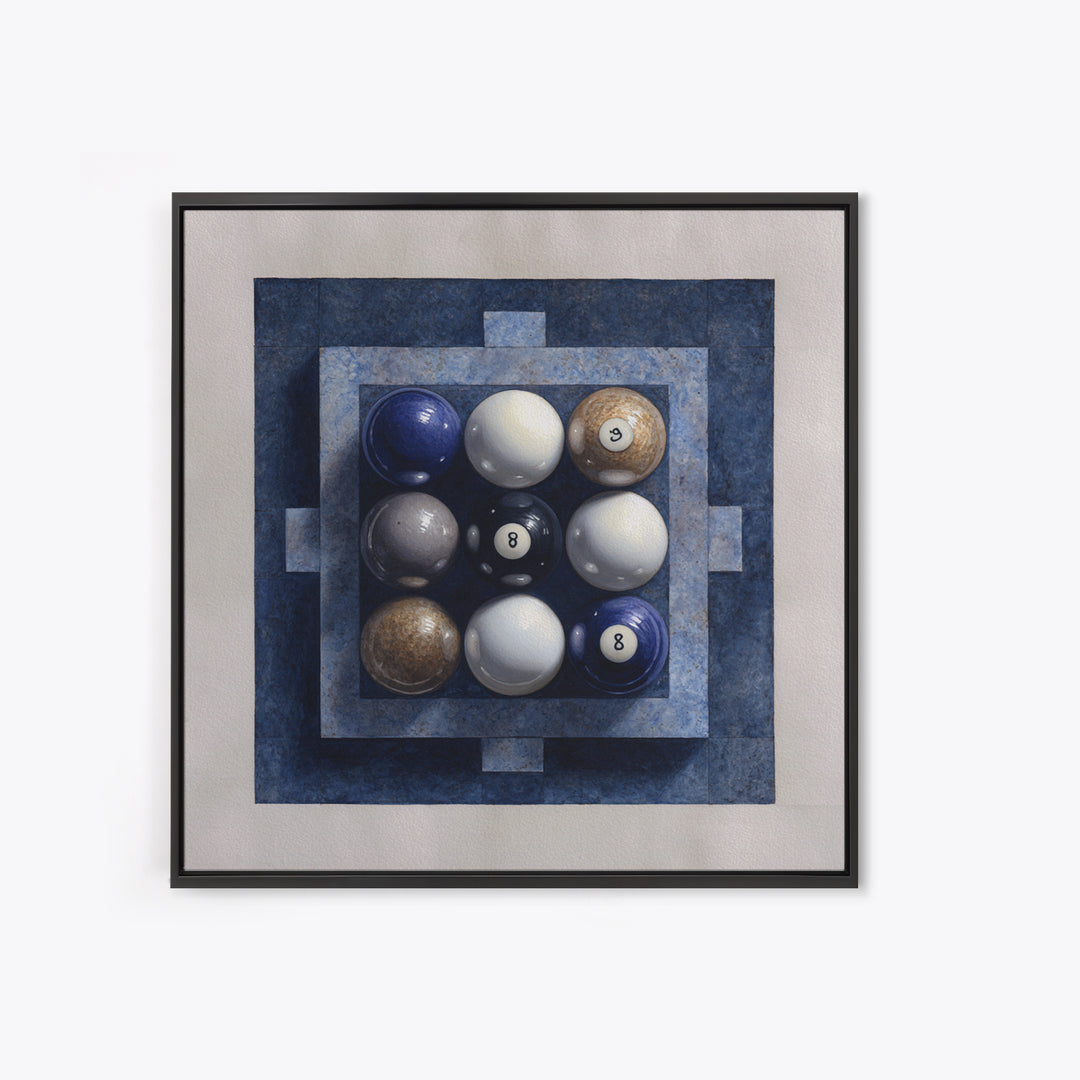 Billiards Eight Ball Framed Canvas Print, Game Room Art, Masculine Wall Art, Game Room Decor, Fine Art, Play, Gallery Decor, GRA-1x1-2