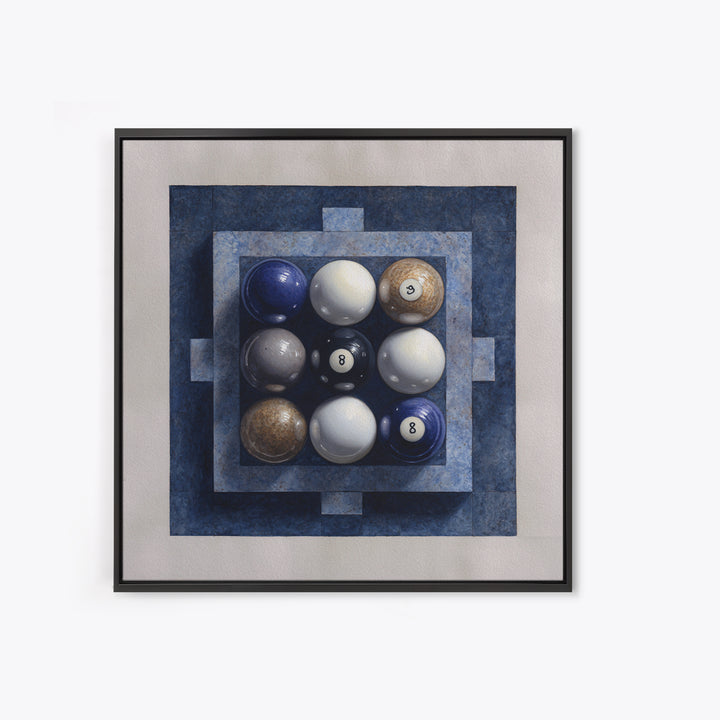Billiards Eight Ball Framed Canvas Print, Game Room Art, Masculine Wall Art, Game Room Decor, Fine Art, Play, Gallery Decor, GRA-1x1-2