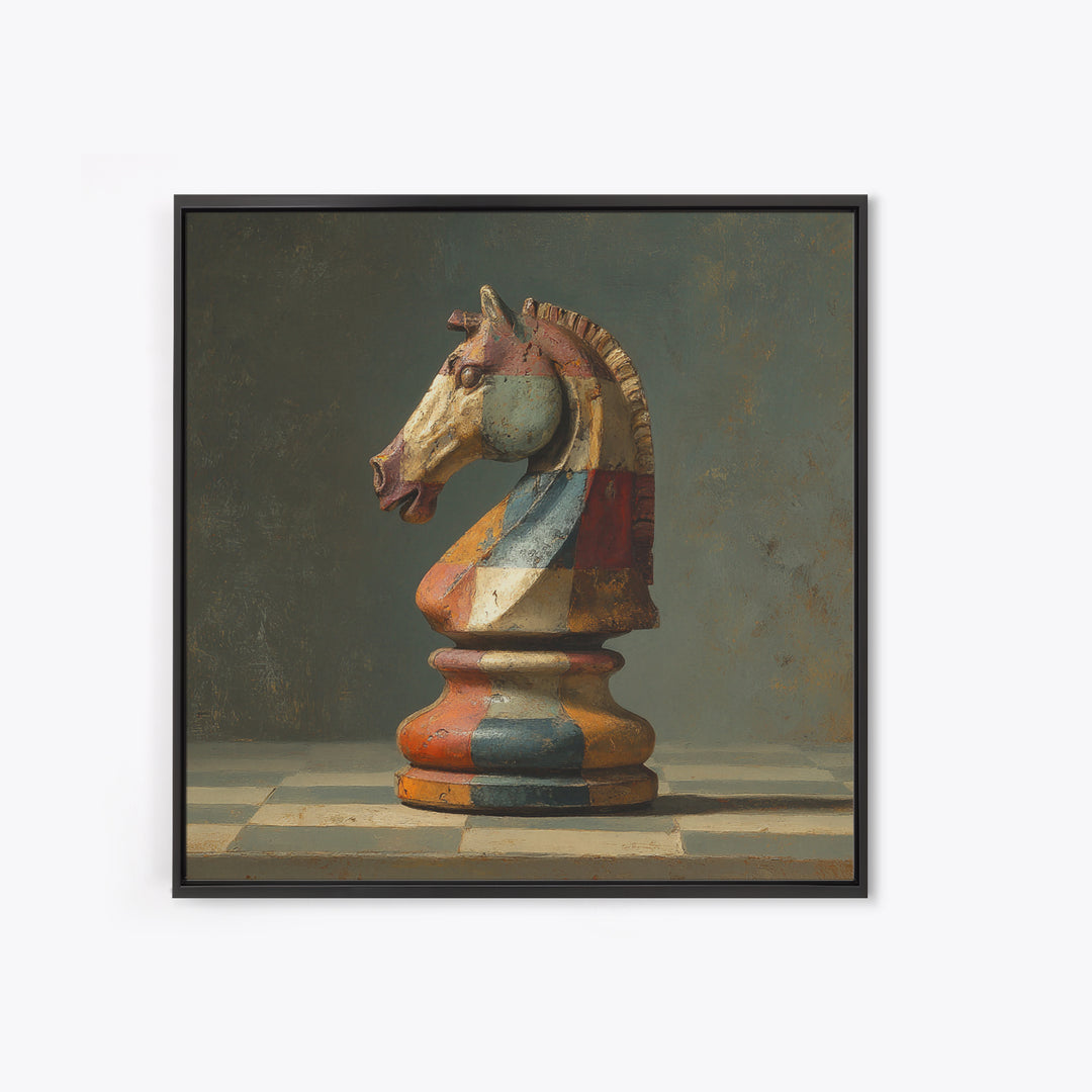 Chess Knight Piece Framed Canvas Print, Game Room Art, Fine Art Print, Game Room Decor, Fine Art, Play, Wall Decor, GRA-1x1-29