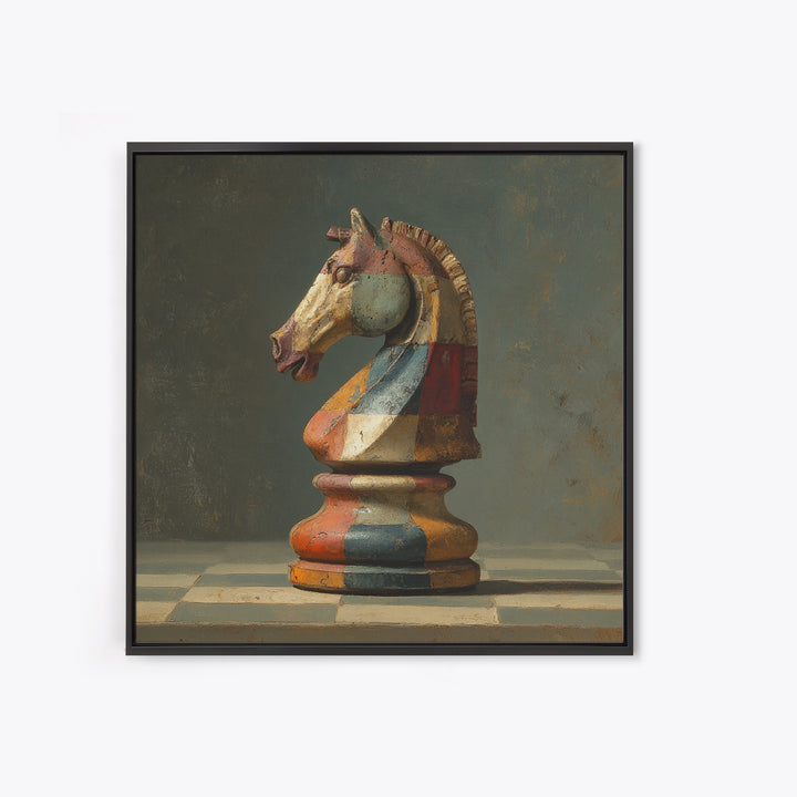 Chess Knight Piece Framed Canvas Print, Game Room Art, Fine Art Print, Game Room Decor, Fine Art, Play, Wall Decor, GRA-1x1-29