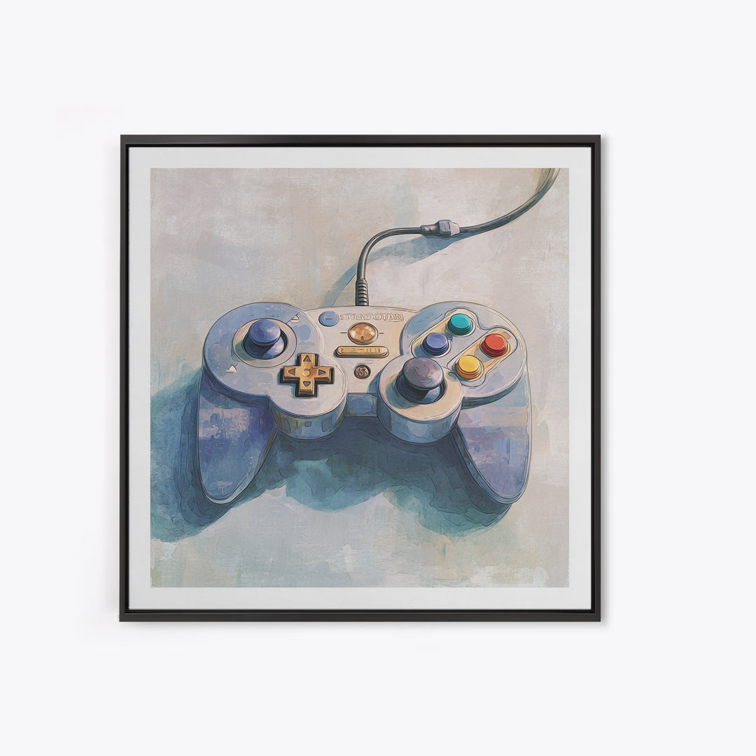 Old School Game Controller Canvas Print, Game Room Art, Girly Wall Art, Game Room Decor, Oil Painting, Play, Luxury Decor, GRA-1x1-30