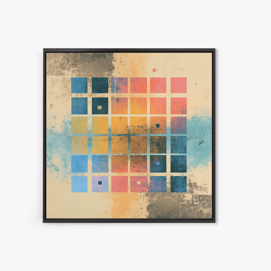 Neon Synthwave Grid Framed Canvas Print, Game Room Art, Whimsical Wall Art, Game Room Decor, Oil Painting, Play, GRA-1x1-37