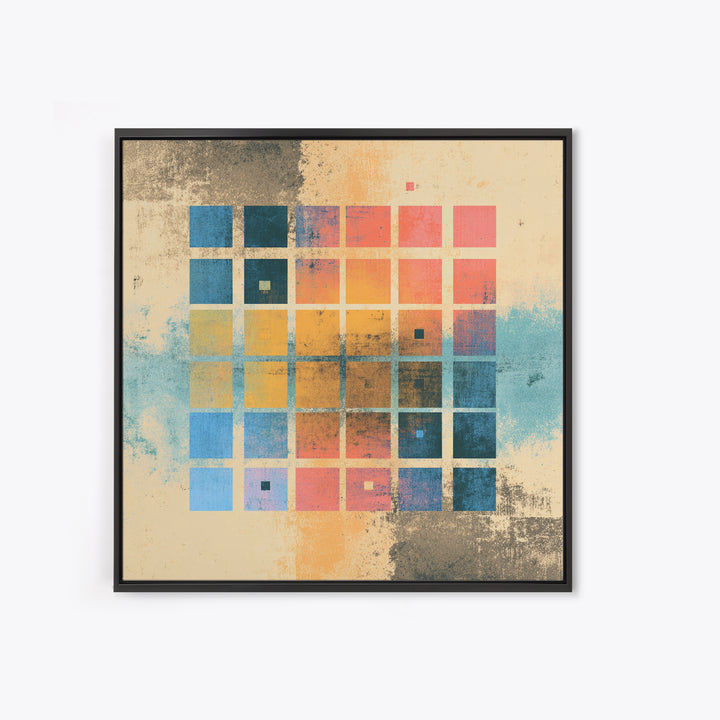 Neon Synthwave Grid Framed Canvas Print, Game Room Art, Whimsical Wall Art, Game Room Decor, Oil Painting, Play, GRA-1x1-37