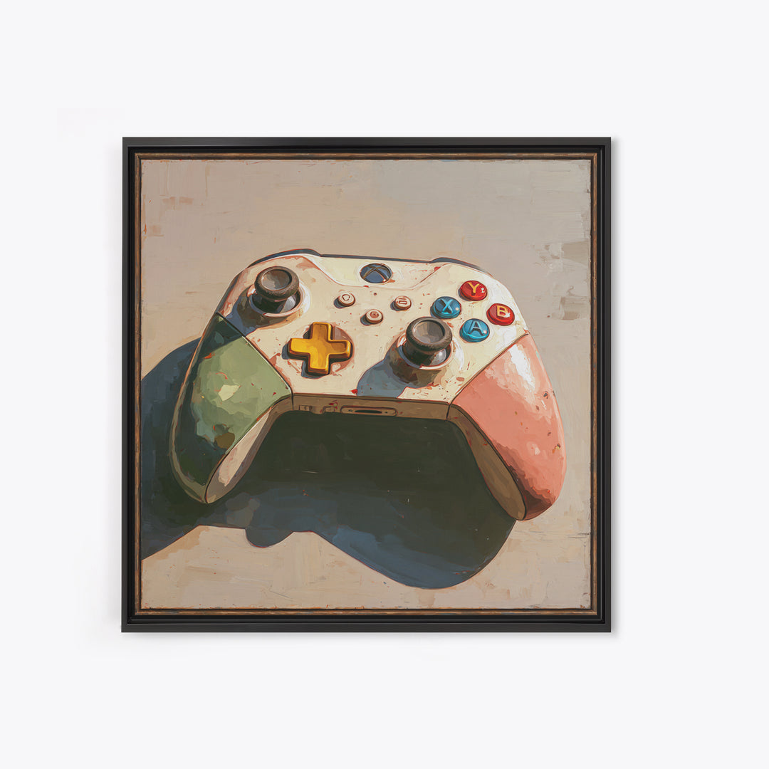 Old School Game Controller Canvas Print, Game Room Art, Girly Wall Art, Game Room Decor, Oil Painting, Play, Luxury Decor, GRA-1x1-54
