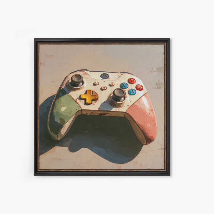 Old School Game Controller Canvas Print, Game Room Art, Girly Wall Art, Game Room Decor, Oil Painting, Play, Luxury Decor, GRA-1x1-54