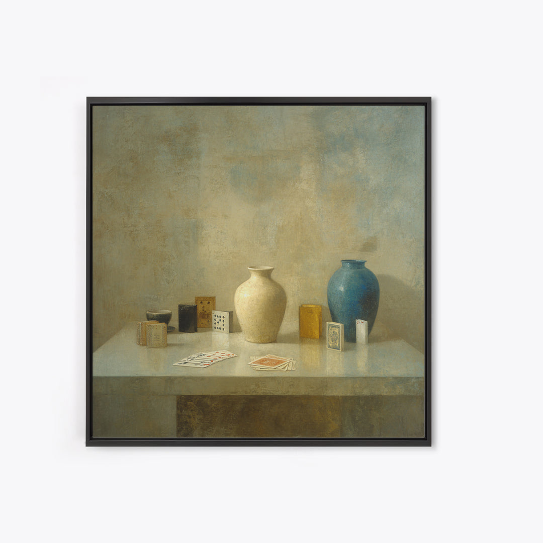 Blackjack Table Still Life Without Words Framed Canvas Print, Game Room Art, Playroom Wall Decor, Game Room Decor, Play, GRA-1x1-68