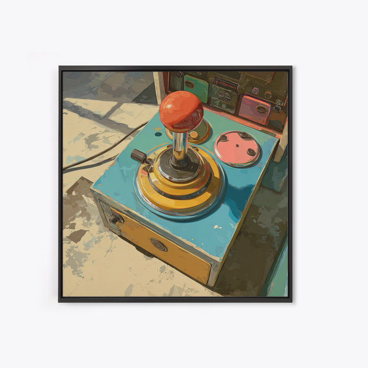 Retro Arcade Joystick Framed Canvas Print, Game Room Art, Art Print, Game Room Decor, Watercolor Art, Play, Canvas Art, GRA-1x1-73