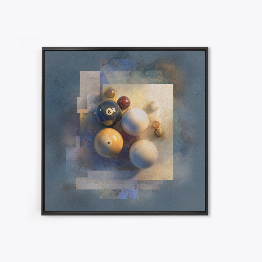 Billiards Eight Ball Framed Canvas Print, Game Room Art, Whimsical Wall Art, Game Room Decor, Fine Art, Play, Minimalist Decor, GRA-1x1-74