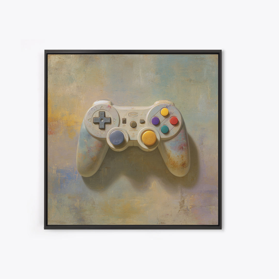 Old School Game Controller Framed Canvas Print, Game Room Art, Gallery Decor, Game Room Decor, Fine Art, Play, Contemporary Art, GRA-1x1-78
