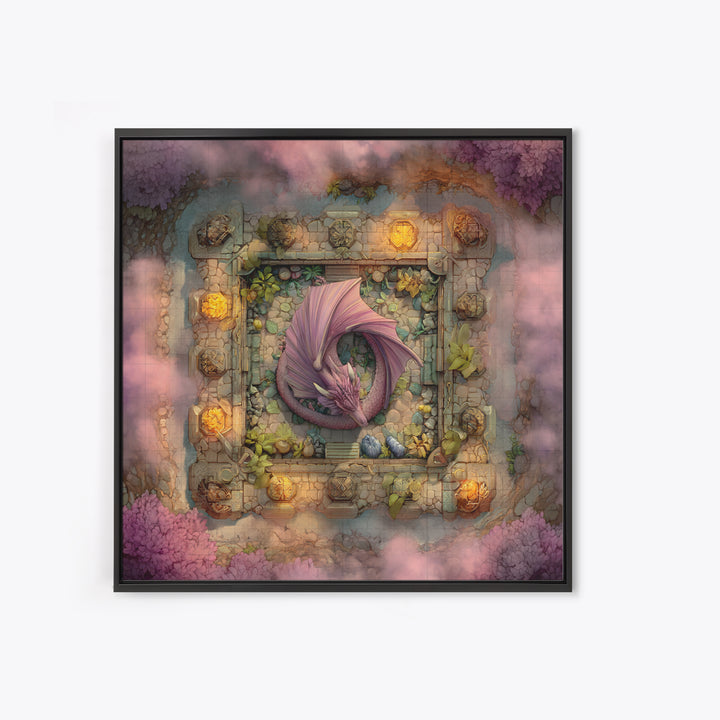 Fantasy Board Game Dragon Token Scene Framed Canvas Print, Game Room Art, Statement Artwork, Game Room Decor, Fine Art, Play, GRA-1x1-83