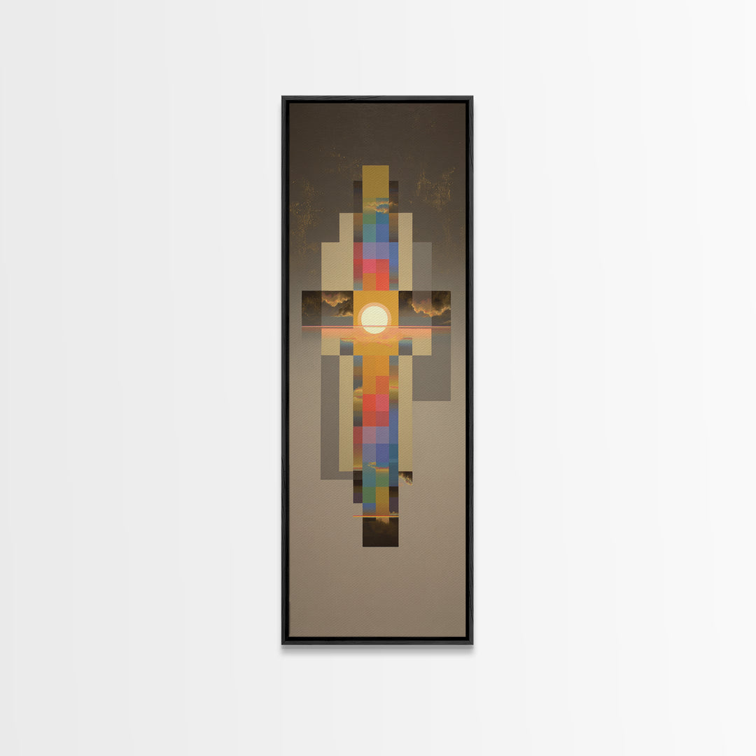 Arcade Spaceship Pixel Art Scene Framed Canvas Print, Game Room Art, Black Woman Art, Game Room Decor, Fine Art, Play, GRA-1x3-79