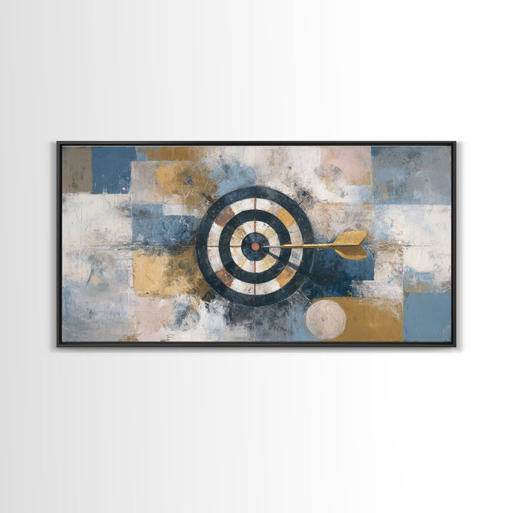 Dartboard Bullseye with Dynamic Motion Framed Canvas Print, Game Room Art, Pop Art, Game Room Decor, Play, Fine Art Print, GRA-2x1-100
