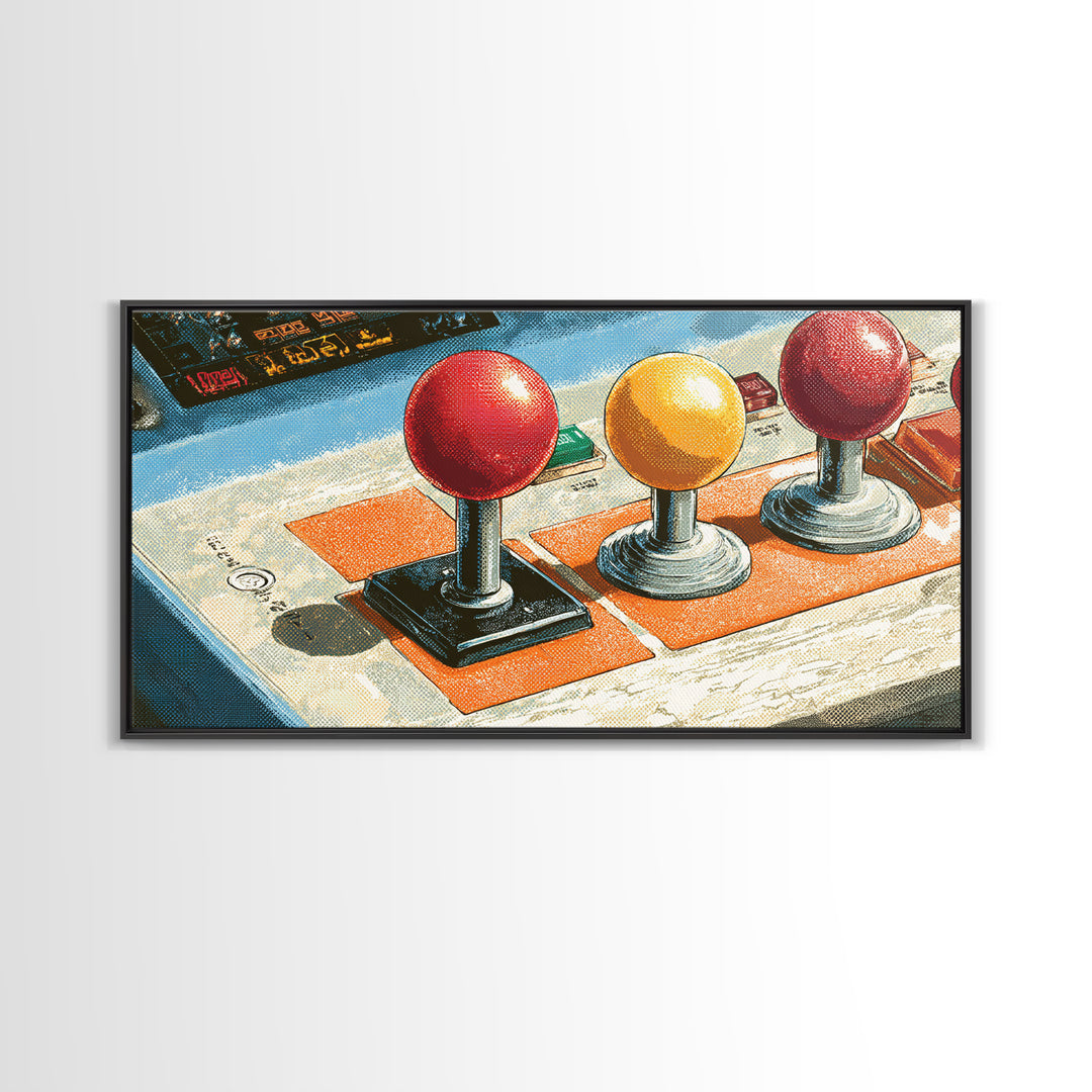 Retro Arcade Joystick Canvas Print, Game Room Art, Wall Art, Game Room Decor, Oil Painting, Play, Bedroom Wall Art, GRA-2x1-21