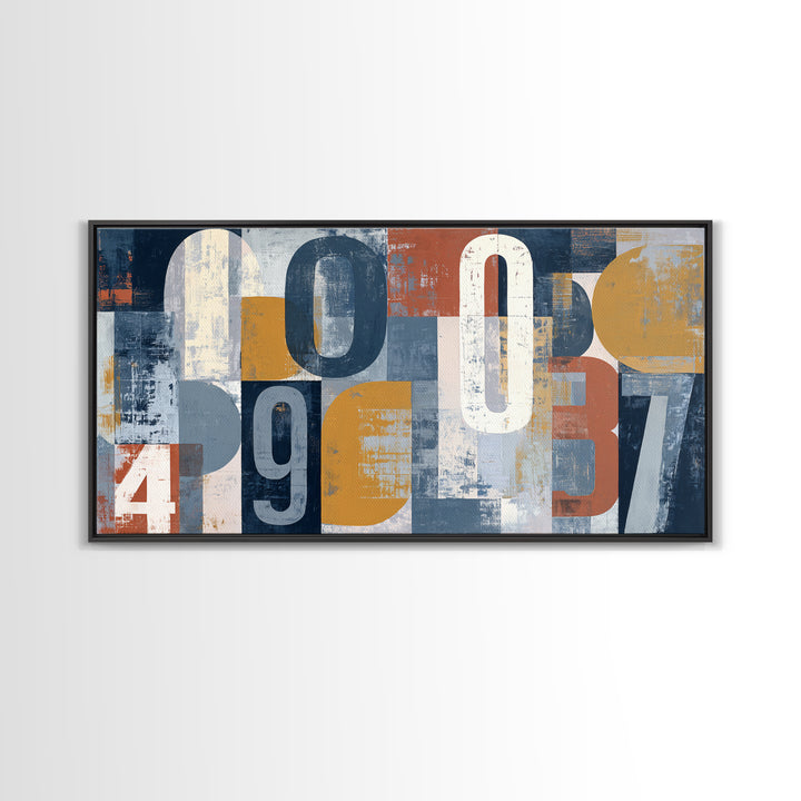 Scoreboard Numbers as Abstract Design Canvas Print, Game Room Art, Textured Painting, Game Room Decor, Fine Art, Play, GRA-2x1-44