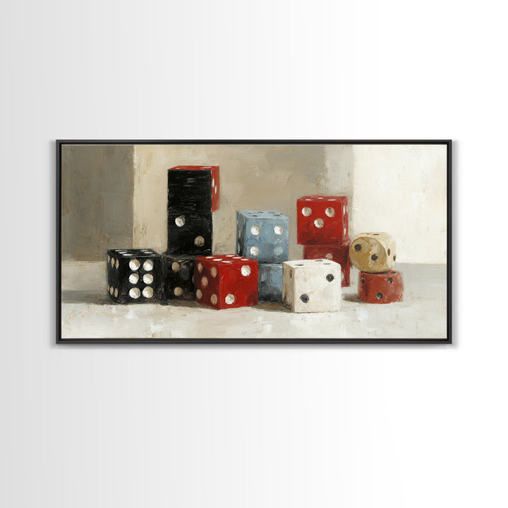 Playing Cards and Dice Canvas Print, Game Room Art, Canvas Print, Game Room Decor, Oil Painting, Play, Man Cave Decor, GRA-2x1-47