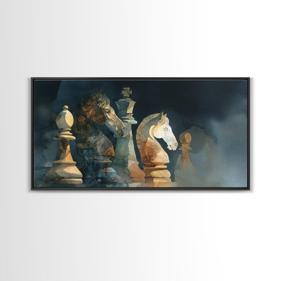Chess Knight Piece Canvas Print, Game Room Art, Canvas Art, Game Room Decor, Fine Art, Play, Living Room Art, Playroom Art, GRA-2x1-49