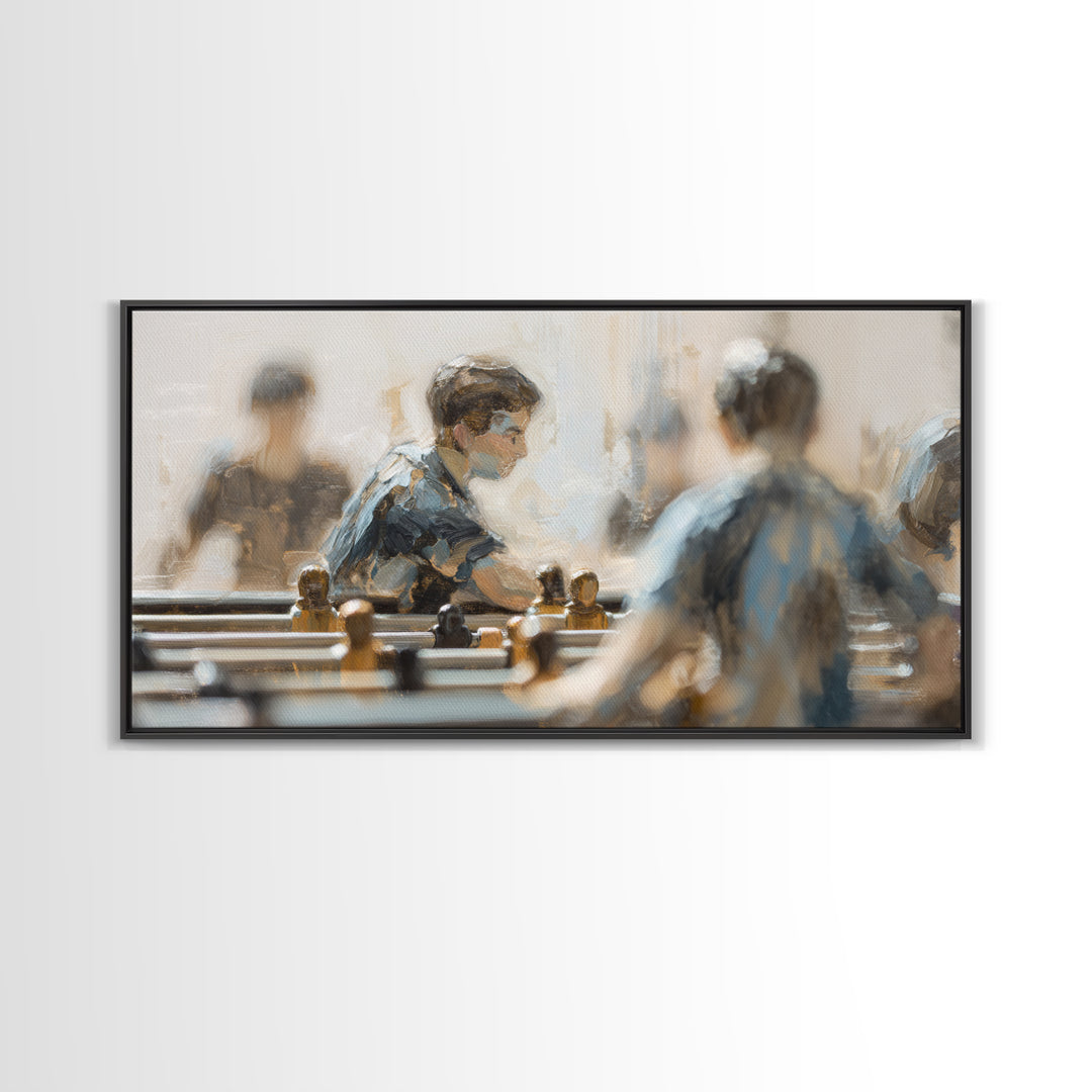 Foosball Player Figures Canvas Print, Game Room Art, Black Art, Game Room Decor, Oil Painting, Play, Playroom Art, Pop Art, GRA-2x1-53