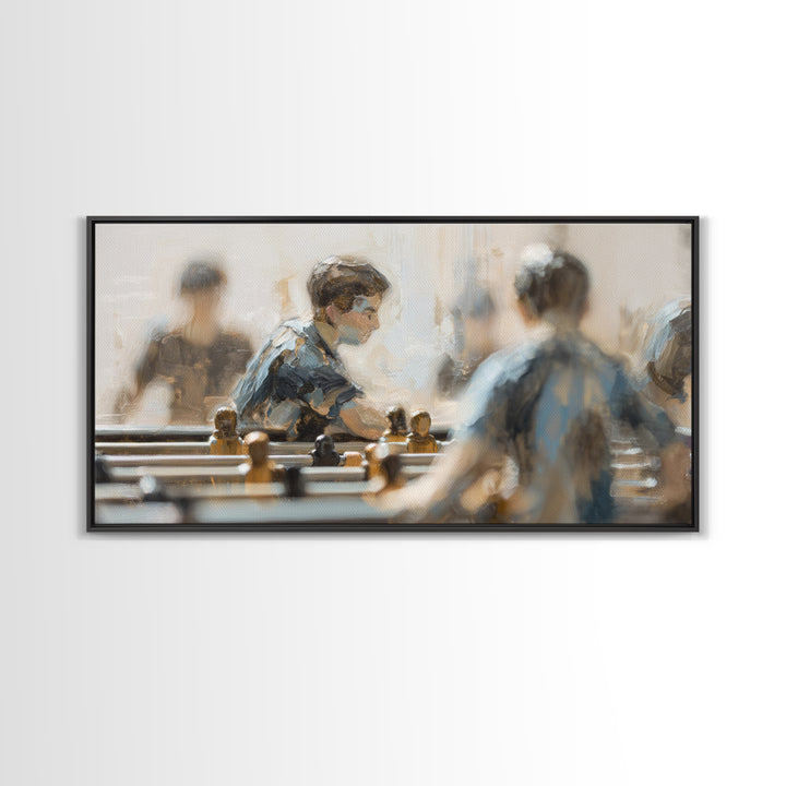 Foosball Player Figures Canvas Print, Game Room Art, Black Art, Game Room Decor, Oil Painting, Play, Playroom Art, Pop Art, GRA-2x1-53