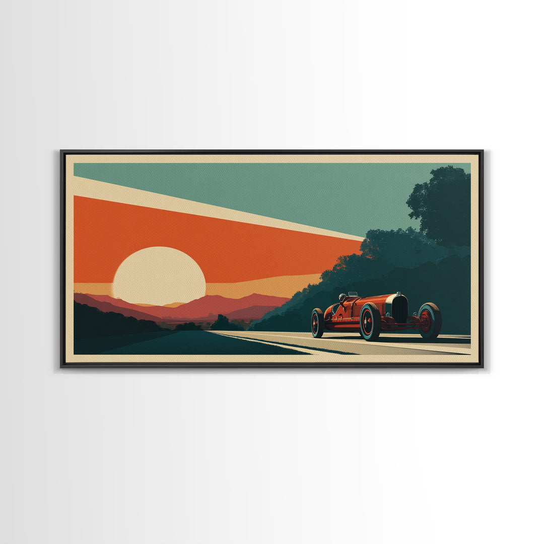 Retro Racing Car Game Poster Without Text Framed Canvas Print, Game Room Art, Original Art, Game Room Decor, Fine Art, Play, GRA-2x1-56