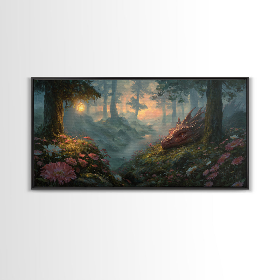 Fantasy Board Game Dragon Token Scene Framed Canvas Print, Game Room Art, Wall Decor, Game Room Decor, Fine Art, Play, GRA-2x1-7