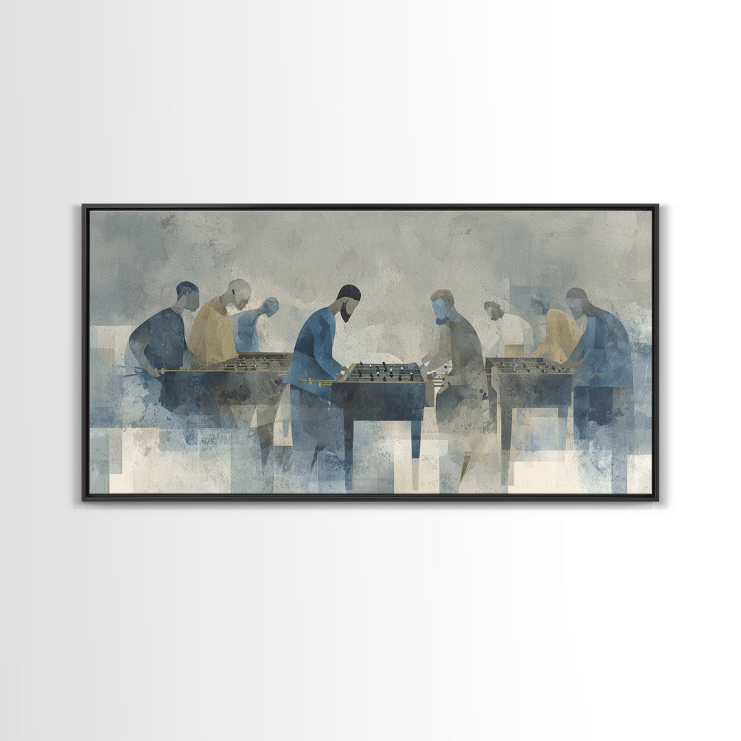 Foosball Player Figures Canvas Print, Game Room Art, Black Art, Game Room Decor, Oil Painting, Play, Playroom Art, Pop Art, GRA-2x1-77