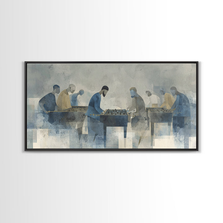 Foosball Player Figures Canvas Print, Game Room Art, Black Art, Game Room Decor, Oil Painting, Play, Playroom Art, Pop Art, GRA-2x1-77