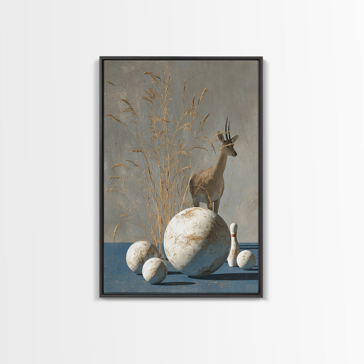 Bowling Ball and Pins Framed Canvas Print, Game Room Art, Textured Painting, Game Room Decor, Fine Art, Play, New Home Gift, GRA-2x3-46