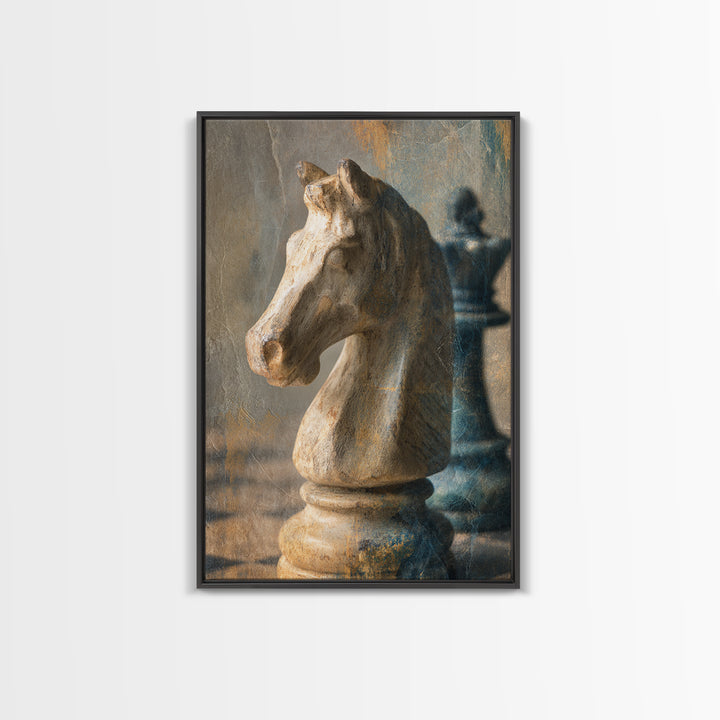 Chess Knight Piece Framed Canvas Print, Game Room Art, Gamer Gifts, Game Room Decor, Fine Art, Play, Original Artwork, GRA-2x3-85