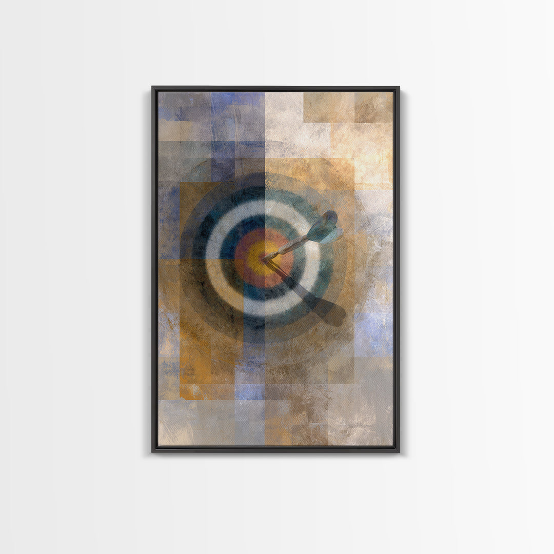 Dartboard Bullseye with Dynamic Motion Framed Canvas Print, Game Room Art, Canvas Art, Game Room Decor, Fine Art, Play, GRA-2x3-88